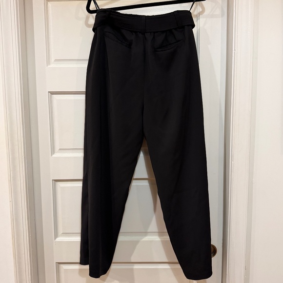 Quince Stretch Crepe Paperbag Pants, Black, Size 12 - Picture 12 of 13